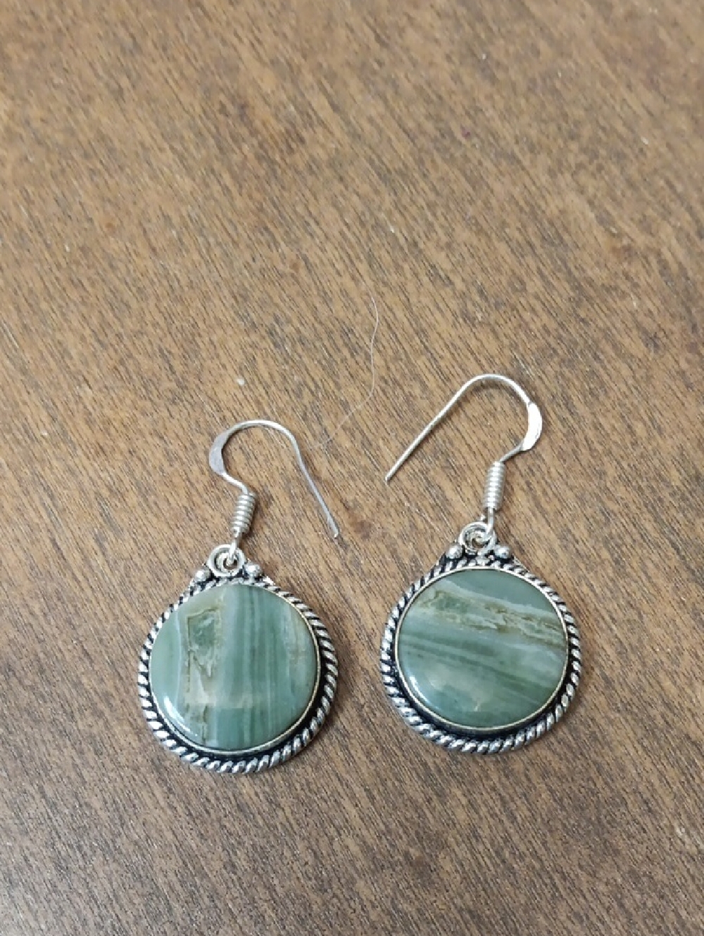 Green Stone Silver-Tone Drop Earrings - Women Jewelry